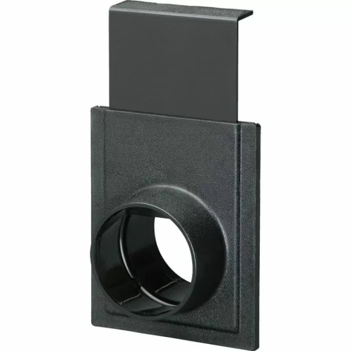 Black plastic blast gate for dust collection system, woodworking shop accessory