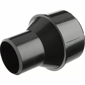Black plastic dust collection hose adapter for woodworking tools and shop vacuums