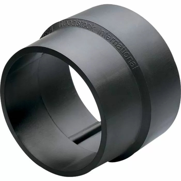 Black plastic dust collection hose adapter for woodworking shop tools