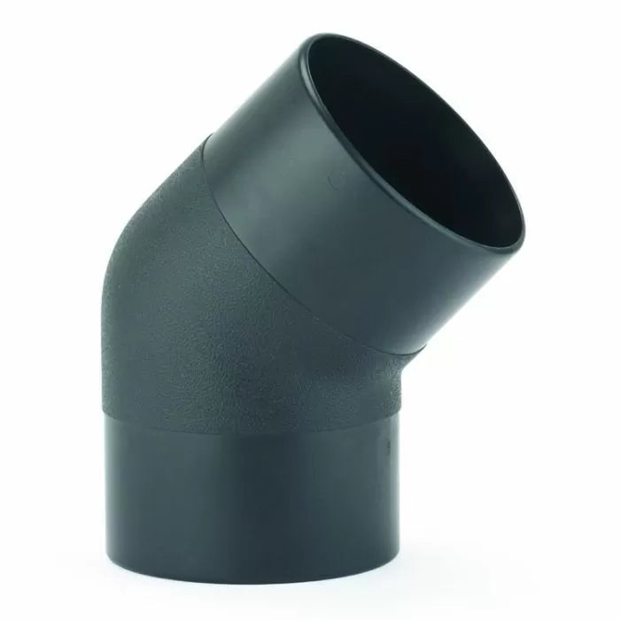 Black plastic 45 degree dust collection hose elbow fitting for woodworking shop