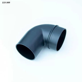 Black plastic 90-degree dust collection elbow fitting for woodworking shop vacuums