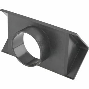 Rectangular plastic dust collection port fitting for woodworking tools, isolated on white background.