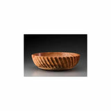 Handcrafted wooden bowl with spiral carved pattern, ideal for woodworking projects