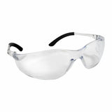 Clear safety glasses with black temple tips for woodworking eye protection