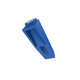 Blue plastic woodworking jig with angled slot for precise drilling or joinery