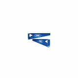 Two blue plastic carpenter squares for woodworking and measuring tasks