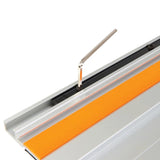 Aluminum track saw guide rail with orange anti-slip strip and hex key adjustment