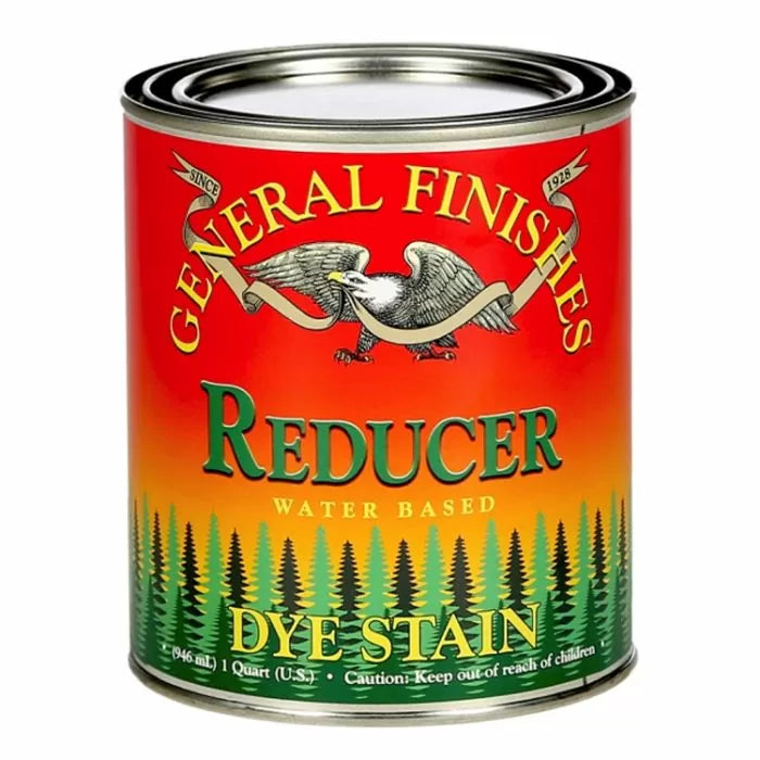 General Finishes water based reducer dye stain can for woodworking, 1 quart size
