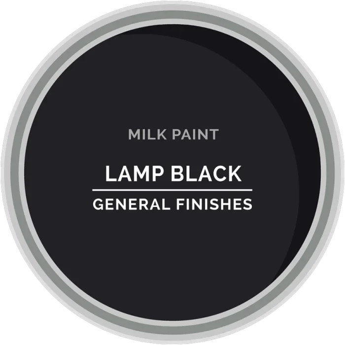 Lamp Black milk paint by General Finishes in a circular can, black paint top view