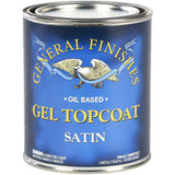 Oil based satin gel topcoat can for woodworking finishes