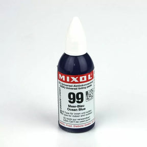 Mixol universal tinting paste bottle in ocean blue color with white background