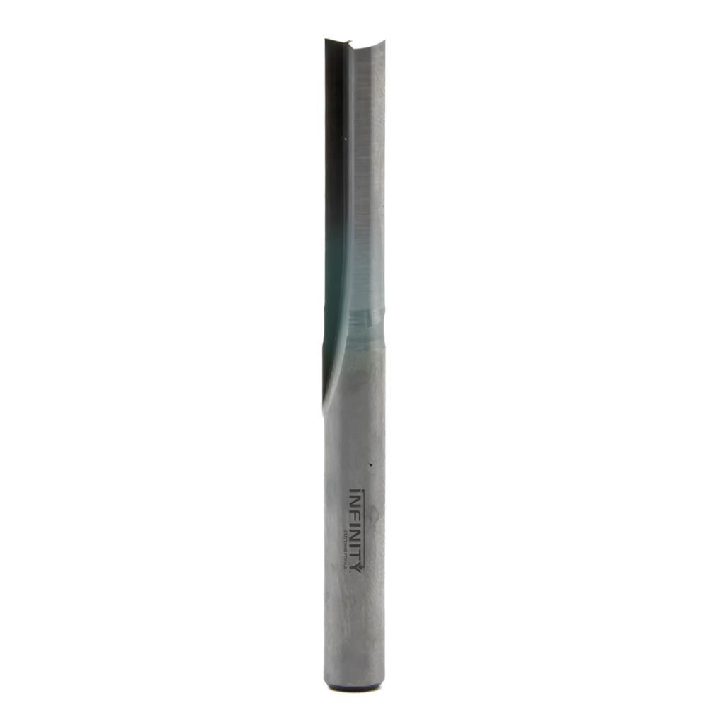 Straight flute carbide router bit for woodworking on white background