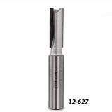 Straight router bit for woodworking, carbide tipped, part number 12-627 on white background.