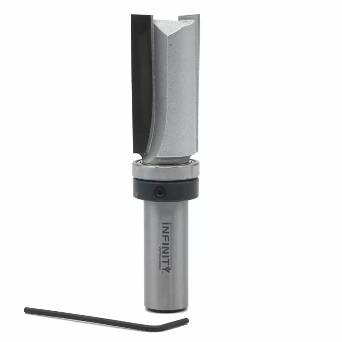 Straight router bit with carbide blade and hex key for woodworking precision cuts