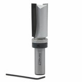 Straight router bit with carbide blade and hex key for woodworking precision cuts