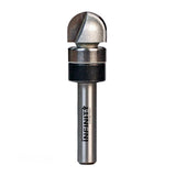 Ball nose router bit with bearing, precision woodworking cutting tool, isolated on white