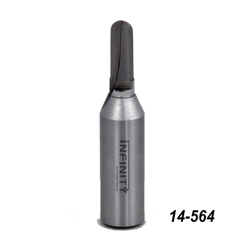 Carbide-tipped woodworking router bit with straight shank, item number 14-564