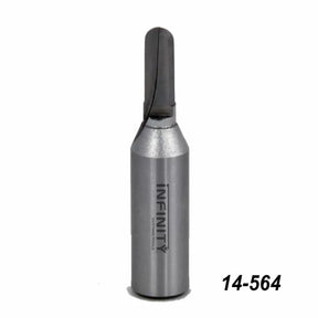 Carbide-tipped straight router bit for woodworking, part number 14-564, on white background.