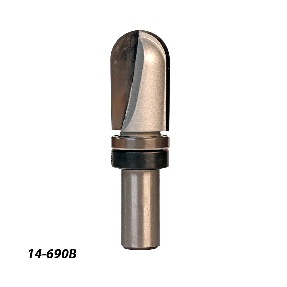 Carbide-tipped router bit with rounded edge and 14-690B marking for woodworking.