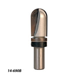 Carbide-tipped router bit with rounded edge and 14-690B marking for woodworking.