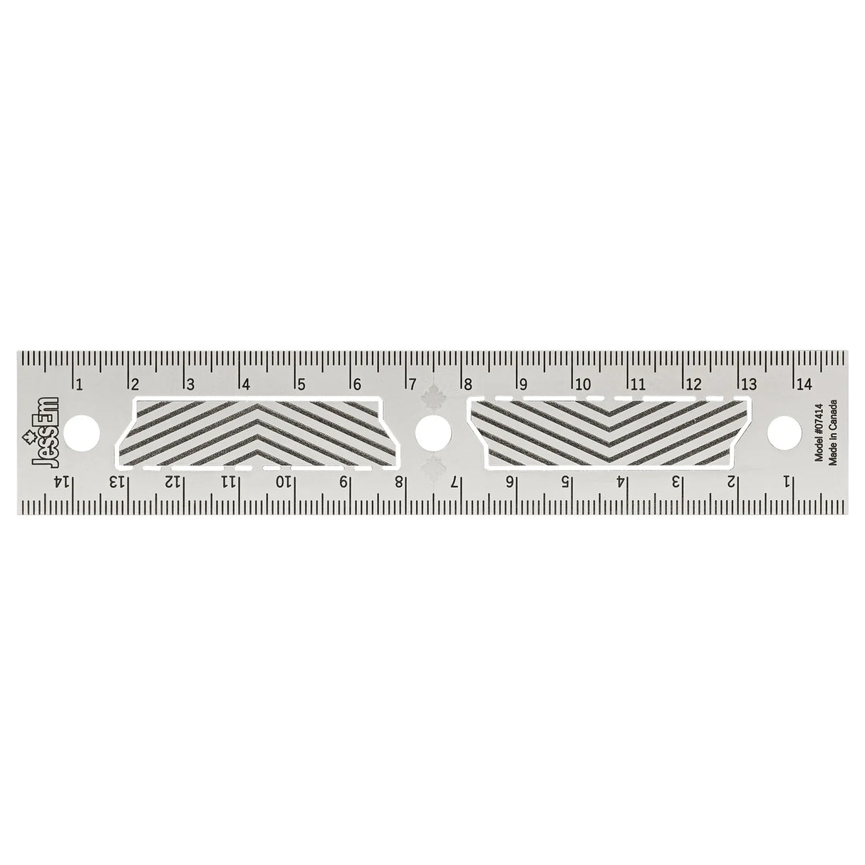 15cm stainless steel woodworking ruler with etched markings and chevron cutouts