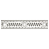 15cm stainless steel woodworking ruler with etched markings and chevron cutouts