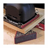 Detail shot of a sanding block and electric sander smoothing a wood edge