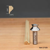 Woodworking round edge router bit with molding profile example, item 17-525, on table
