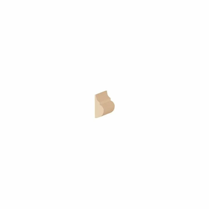 Wood molding profile sample cut with router bit, isolated on white background