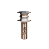 Double roundover woodworking router bit with metal shank and sharp carbide cutting edges