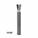Dovetail router bit for woodworking, carbide tip, product code 18-080, isolated on white