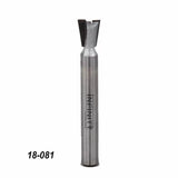 Carbide tipped dovetail router bit for woodworking, product code 18-081, on white background