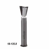Dovetail router bit for woodworking, solid carbide blade, isolated on white background