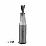 Carbide router bit for woodworking with straight flute, labeled 18-580, on white background.
