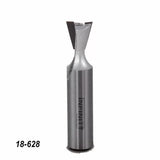Dovetail router bit for woodworking, metal body with sharp angled cutting edges, code 18-628