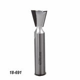 Dovetail router bit for woodworking on white background, labeled 18-691.