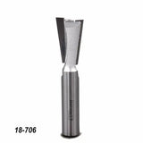 Dovetail router bit for woodworking, steel body, sharp angled cutting edges, product code 18-706