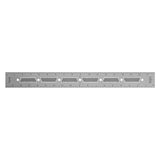 18 inch stainless steel woodworking ruler with etched markings and decorative cutouts