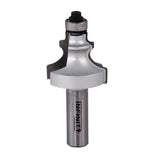 Roundover router bit with bearing for woodworking, steel shank, isolated on white background