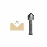 90 degree V-groove router bit with carbide tip for woodworking projects