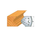 Woodworking molding cutter profile diagram showing metal blade and cut wood sample