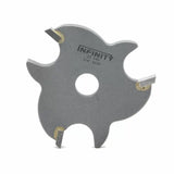 Carbide-tipped slot cutter saw blade with four cutting teeth and 1/4 inch kerf.