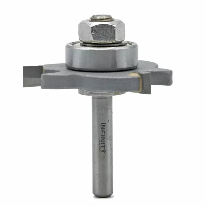 Carbide-tipped slot cutter router bit with bearing for woodworking precision cuts