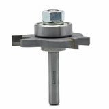 Carbide tipped slot cutter router bit with bearing for woodworking on white background