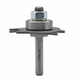 Carbide-tipped slot cutting router bit with bearing and hex nut for woodworking