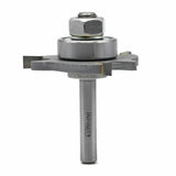 Carbide-tipped slot cutting router bit with bearing for woodworking precision.
