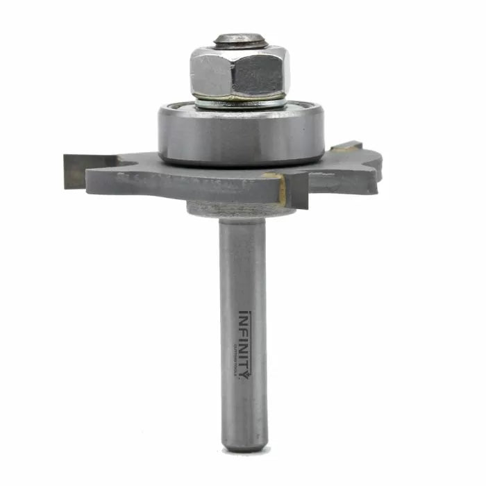 Carbide-tipped slot cutter router bit with bearing for woodworking