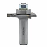 Carbide slotting router bit with bearing for woodworking on white background