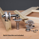 Carbide router bits and cutting accessories for woodworking on a wooden surface