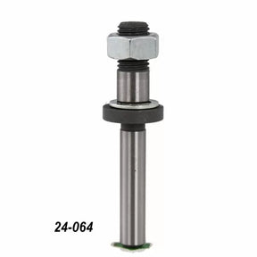 Router bit arbor with bearing for woodworking, part number 24-064, isolated on white